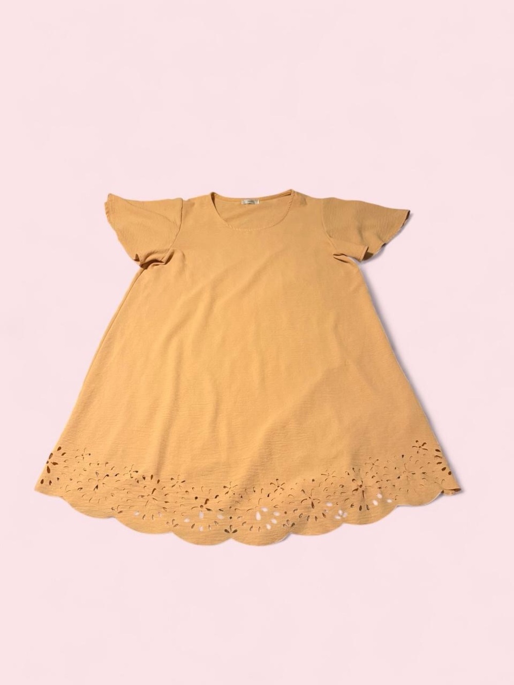 JODIFL Orange Eyelet-Hem Flutter Sleeve Mini Dress